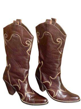 Penny Loves Kenny Brown Western Heeled Leather Boots